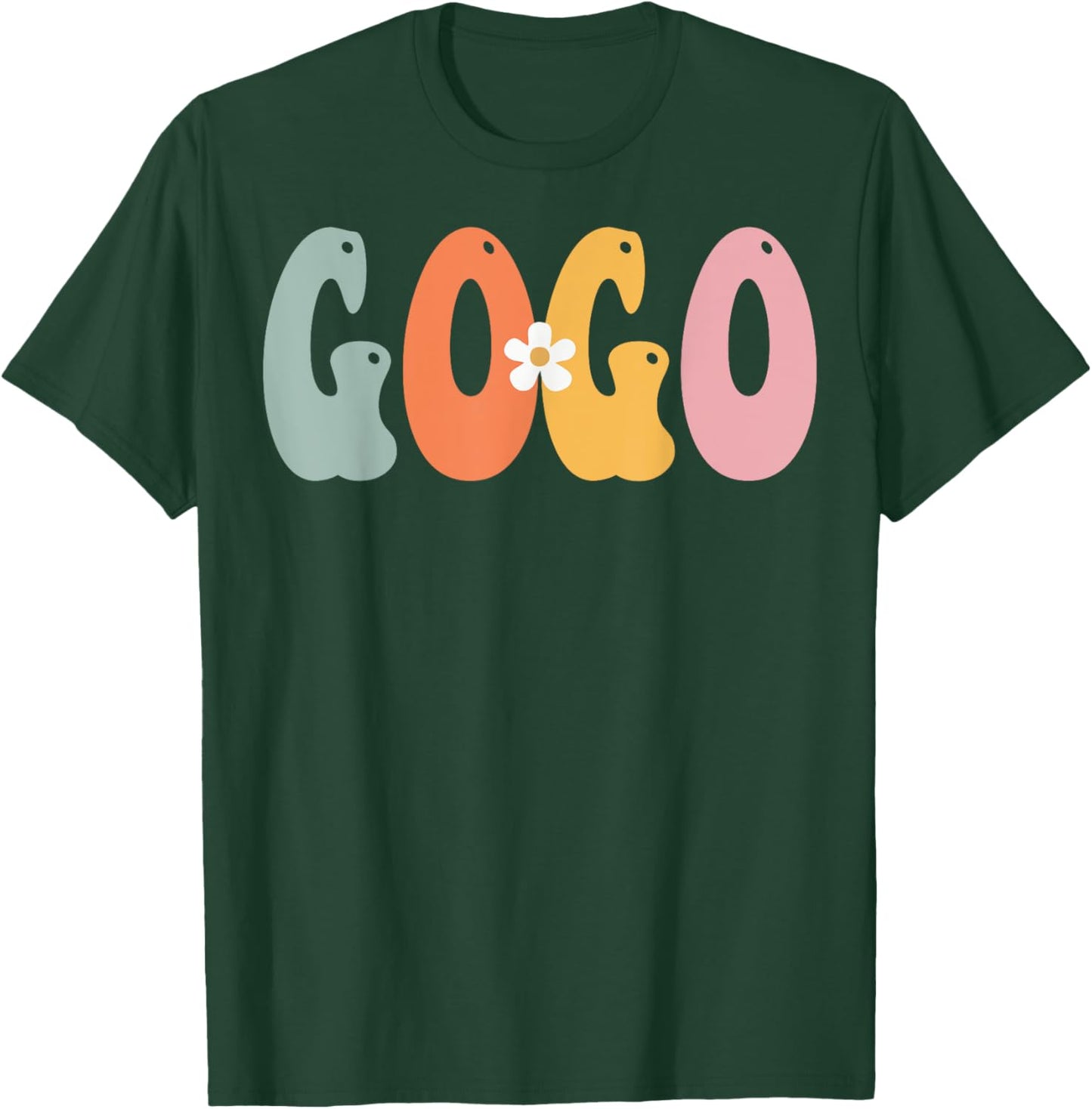 NorthPole Attire GOGO Retro Groovy Print Mom Cute Mother's Day Funny Grandma T-Shirt - T-Shirt | Forest