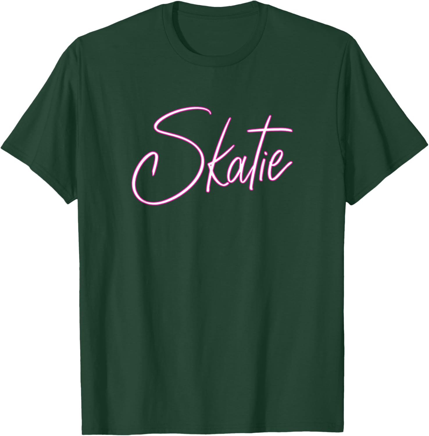 Skatie White with Pink Outline Bold and Stylish Design T-Shirt - T-Shirt | Forest