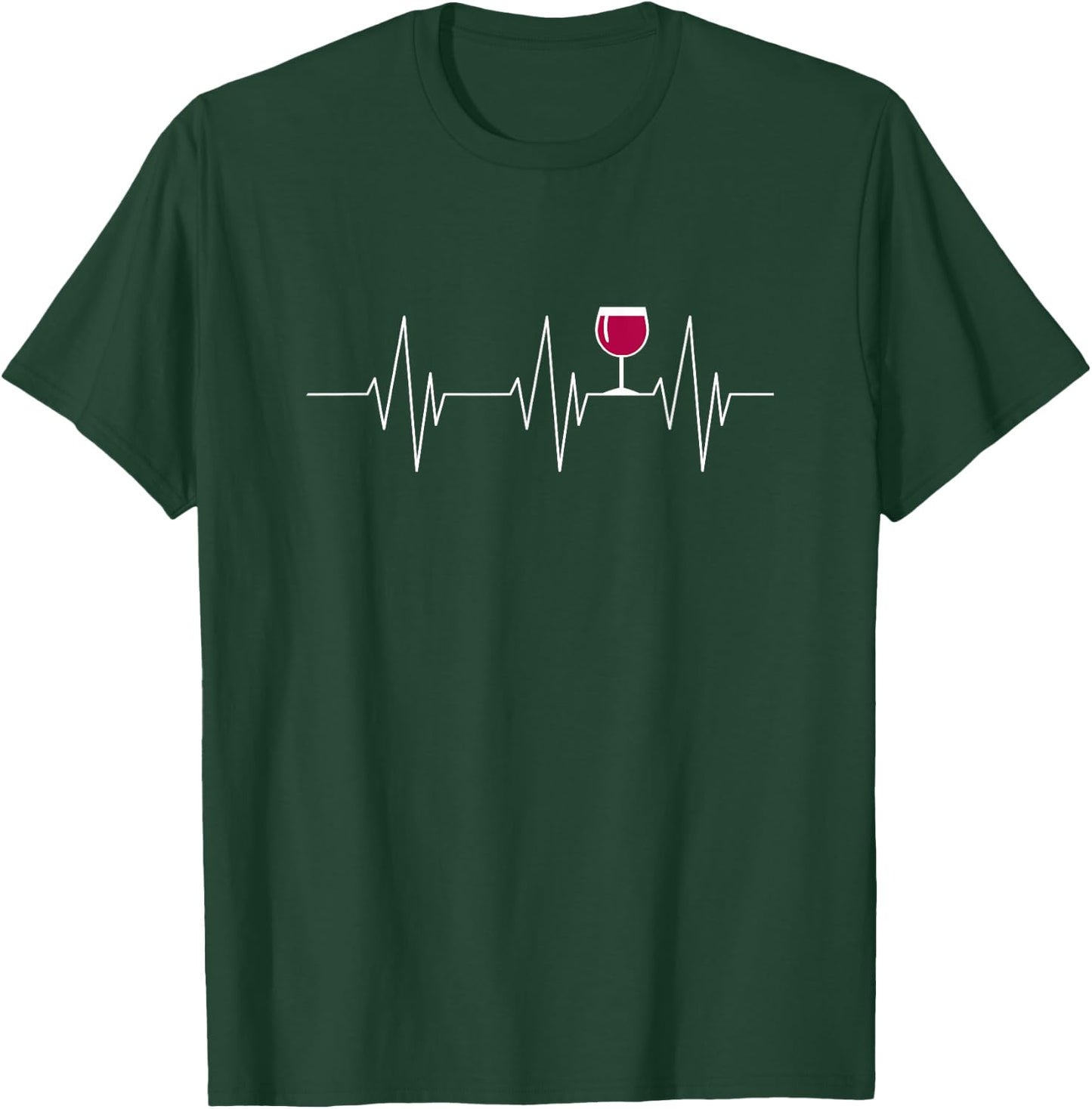 Funny Wine Heartbeat Wine Drinking Wine Lovers Gag Gift T-Shirt - T-Shirt | Forest