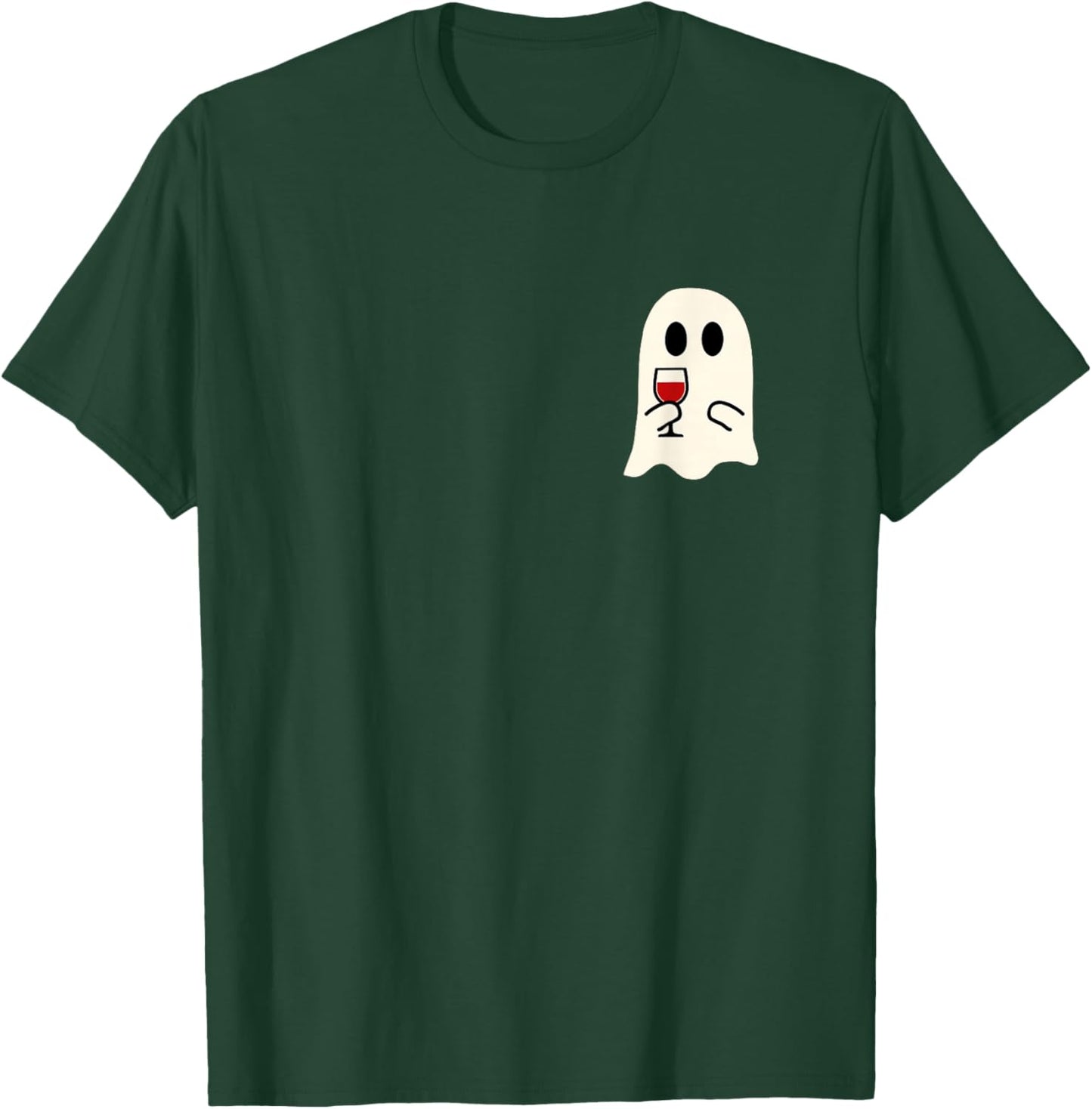 Cute Little Ghost Red Wine Glass Halloween T-Shirt - T-Shirt | Forest