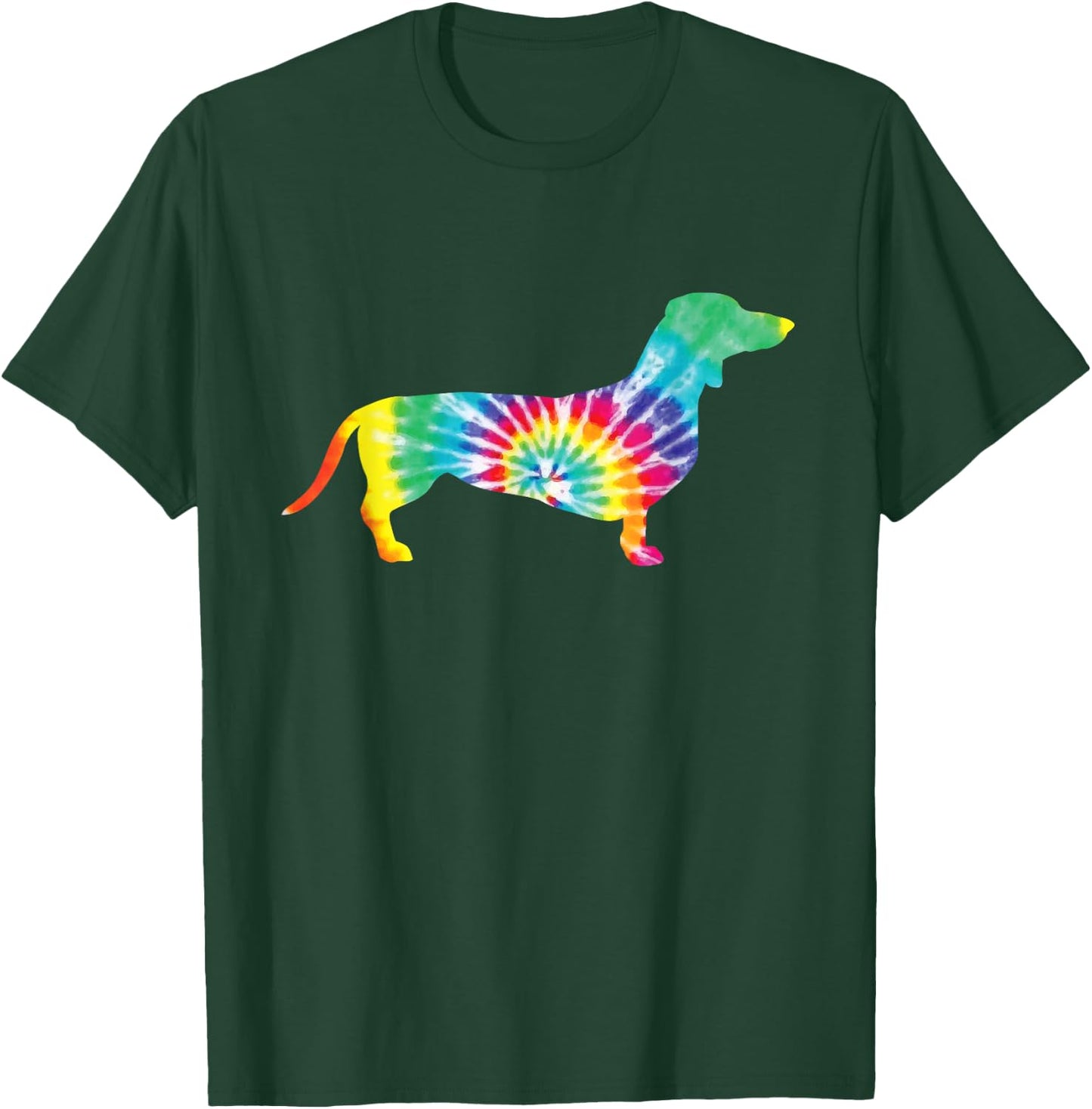 Tie Dye Dog Shirt Hippie Dachshund Retro Puppy Gift Men Women Girls Kids T-Shirt - T-Shirt | Forest