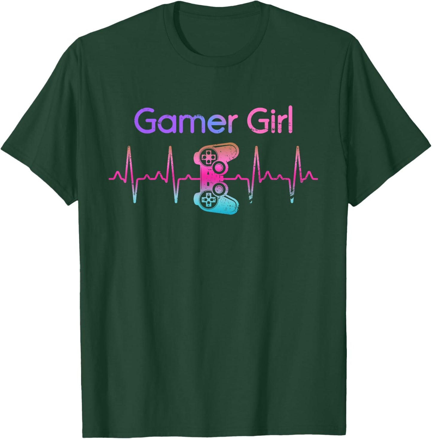 Video Games Gamer Girl Women Heartbeat Gift Gaming T-Shirt - T-Shirt | Forest