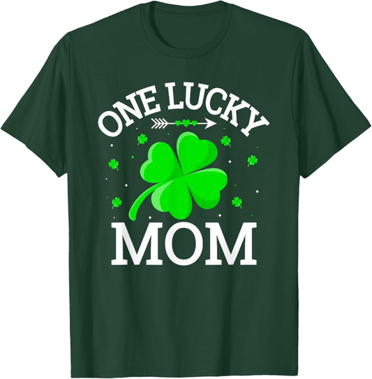 One Lucky Mom Matching St Patrick's Day T-Shirt - T-Shirt | Forest