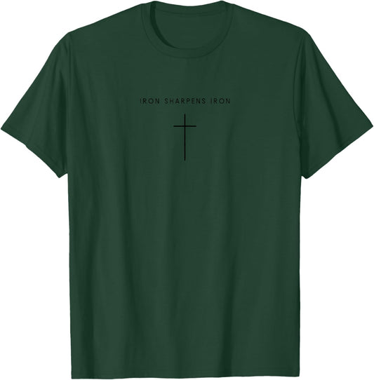Iron Sharpens Iron Cross - Minimalist Christian Jesus T-Shirt - T-Shirt | Forest