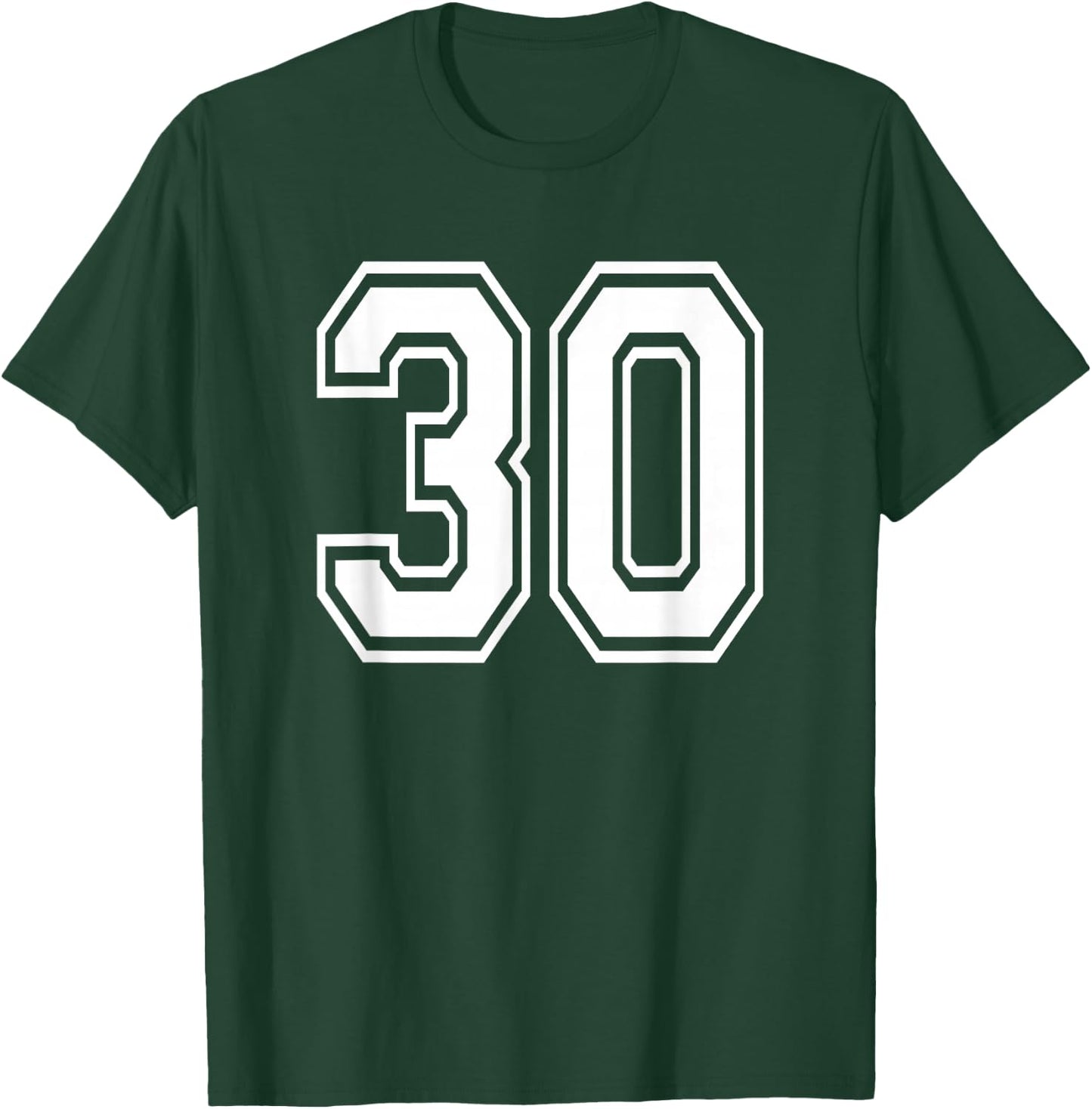 Number 30 30th Birthday Gift Player Team Numbered Jersey T-Shirt - T-Shirt | Forest