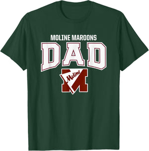Moline Maroons Logo Dad HS T-Shirt - T-Shirt | Forest