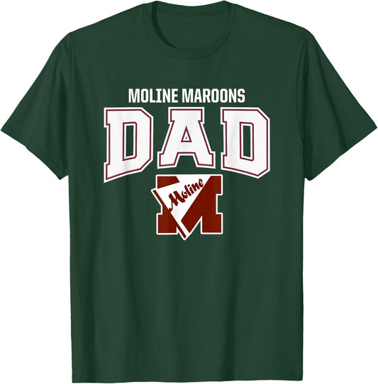 Moline Maroons Logo Dad HS T-Shirt - T-Shirt | Forest
