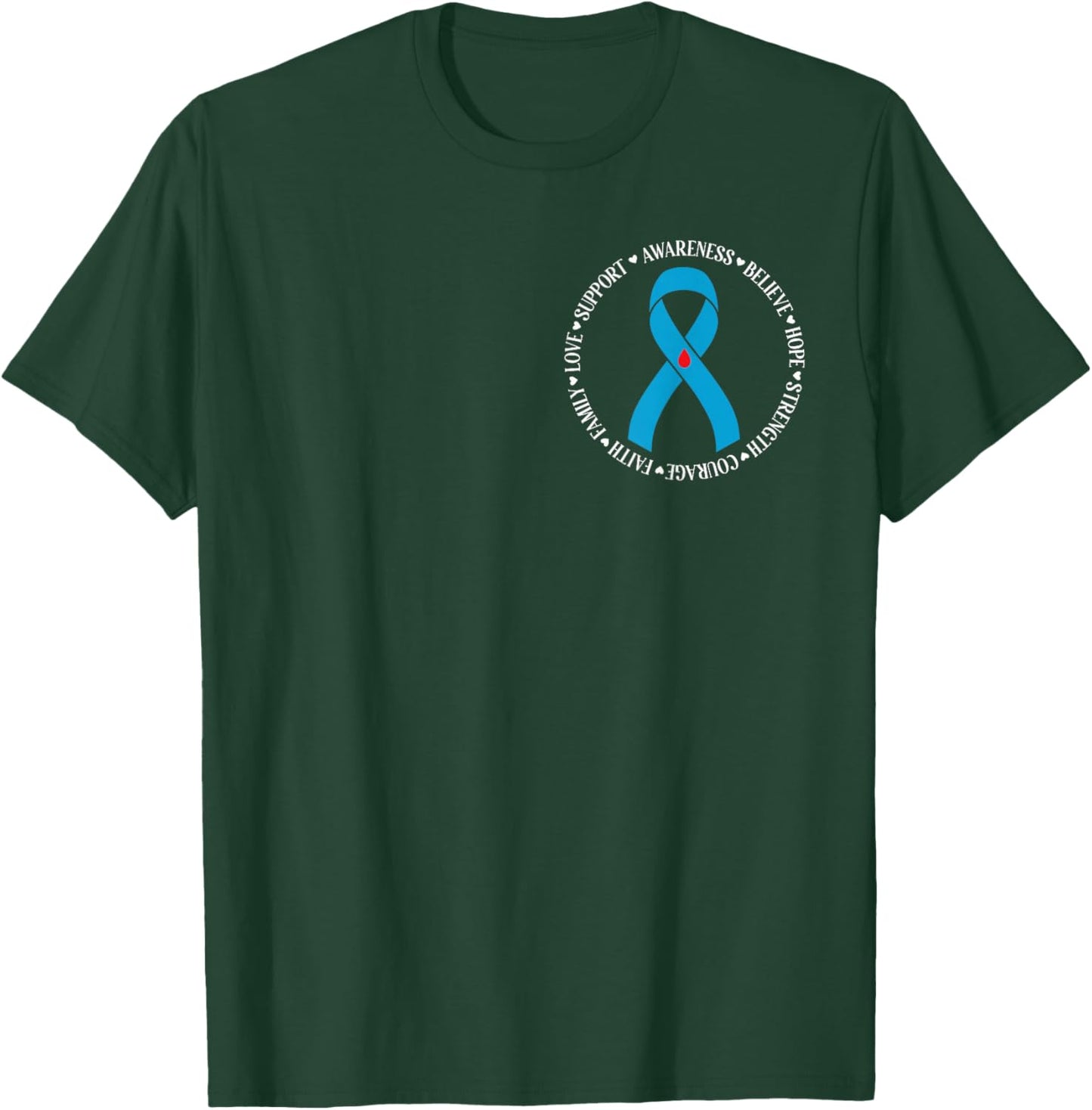 Diabetes Awareness Month Blue Love Ribbon Support T1D T2D T-Shirt - T-Shirt | Forest