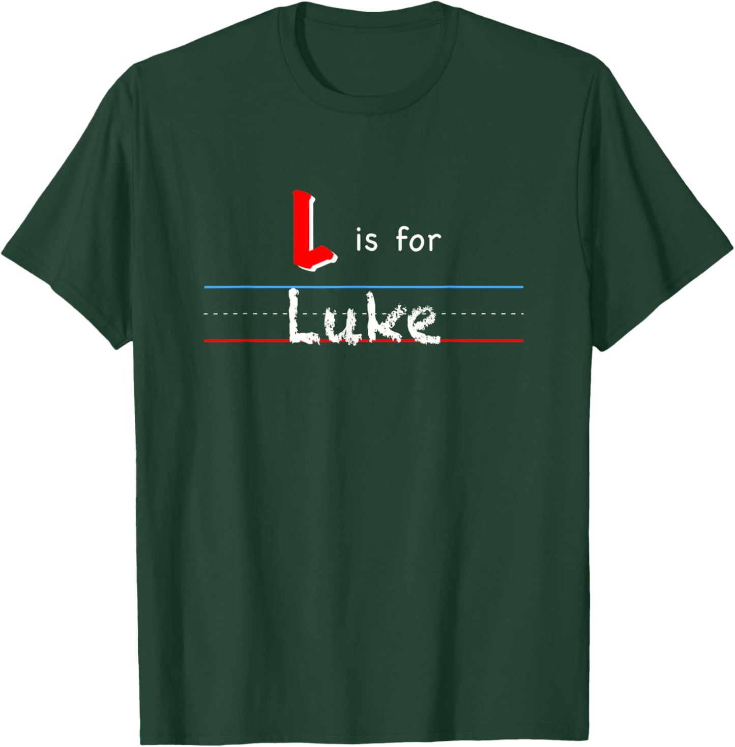 L Is For Luke, boys custom personalized name kids school T-Shirt - T-Shirt | Forest