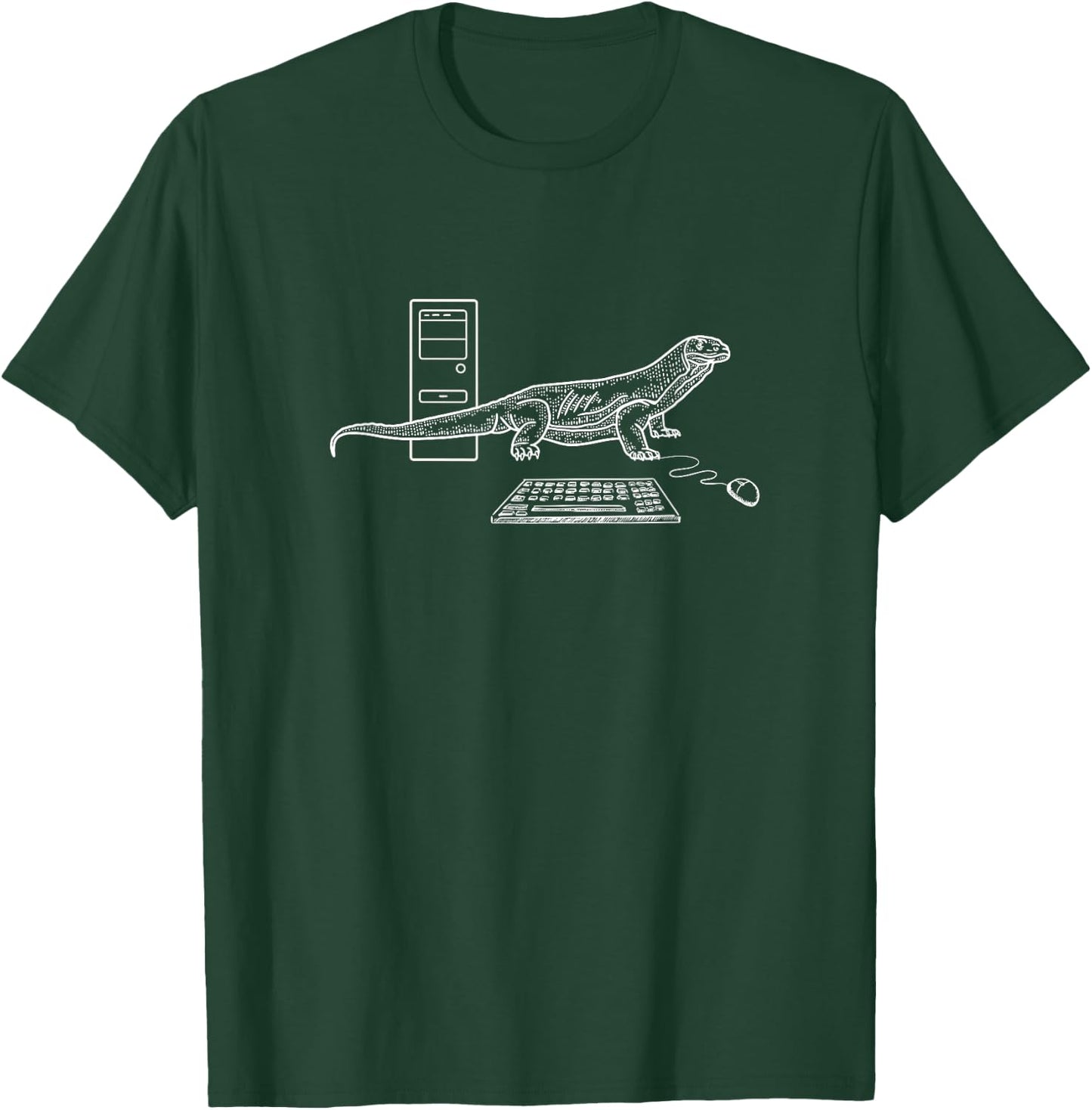 Funny computer monitor lizard visual pun T-Shirt - T-Shirt | Forest