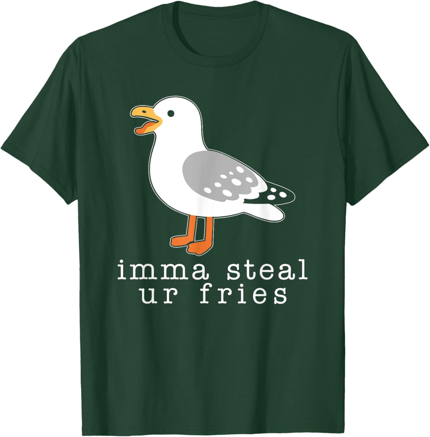 Imma Steal Ur Fries Women, Funny Cute Seagull Brid Meme T-Shirt - T-Shirt | Forest