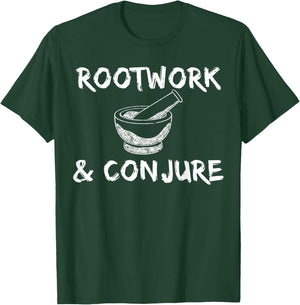 Rootwork & Conjure Mortar Pestle Voodoo Hoodoo T-Shirt - T-Shirt | Forest