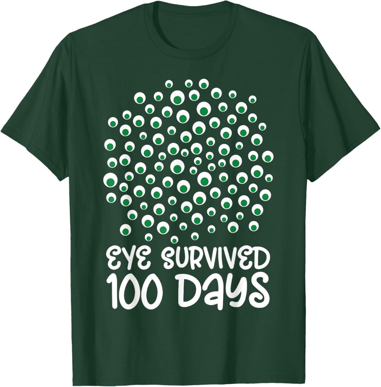 100th Day of School Monster Googly Eye Survived 100 Days T-Shirt - T-Shirt | Forest