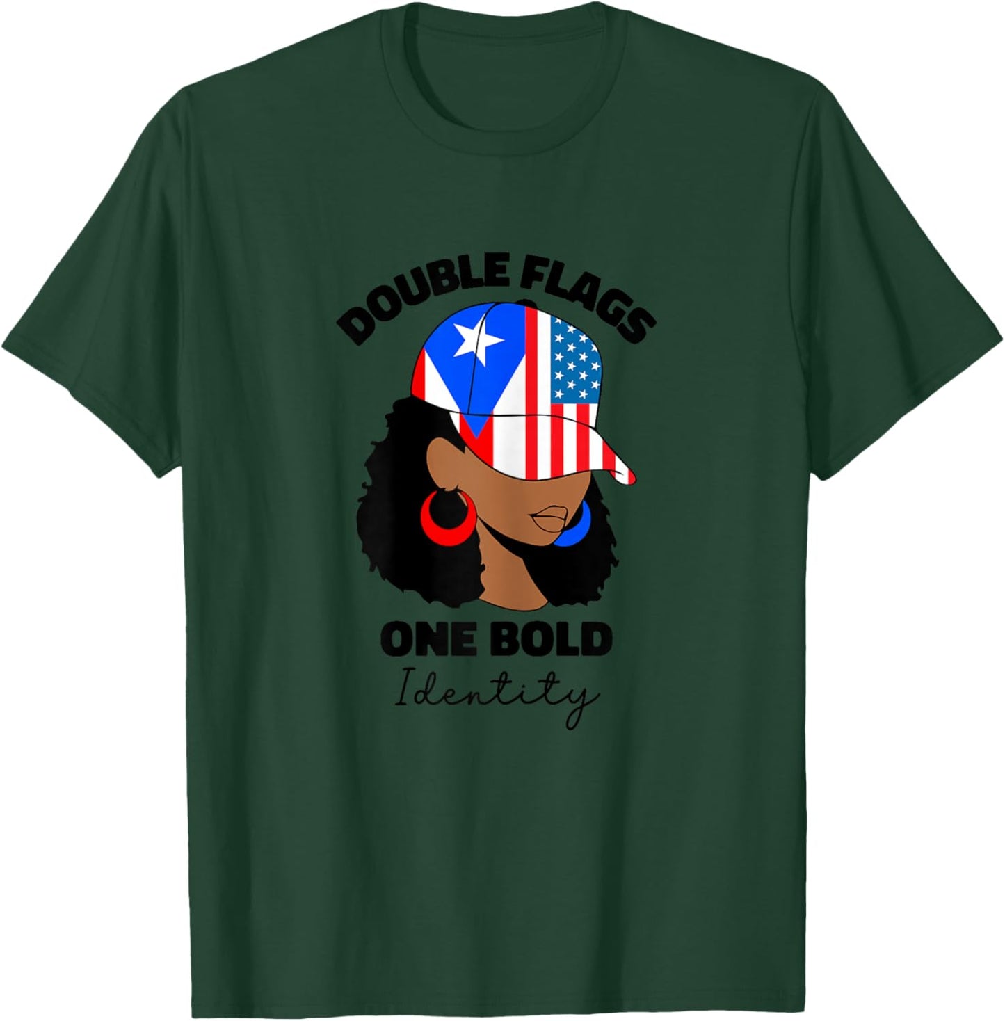 African American Puerto Rican Girl Afro Puerto Rico PR Flag T-Shirt - T-Shirt | Forest