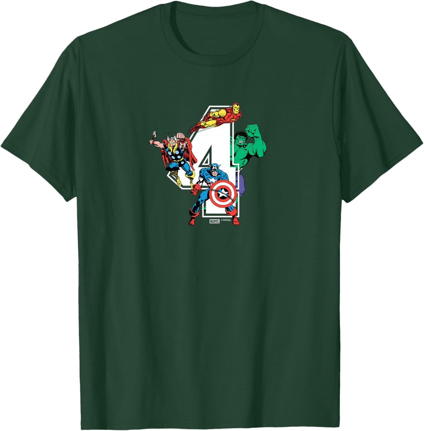 Kids Marvel - Avengers 4th Birthday T-Shirt - T-Shirt | Forest