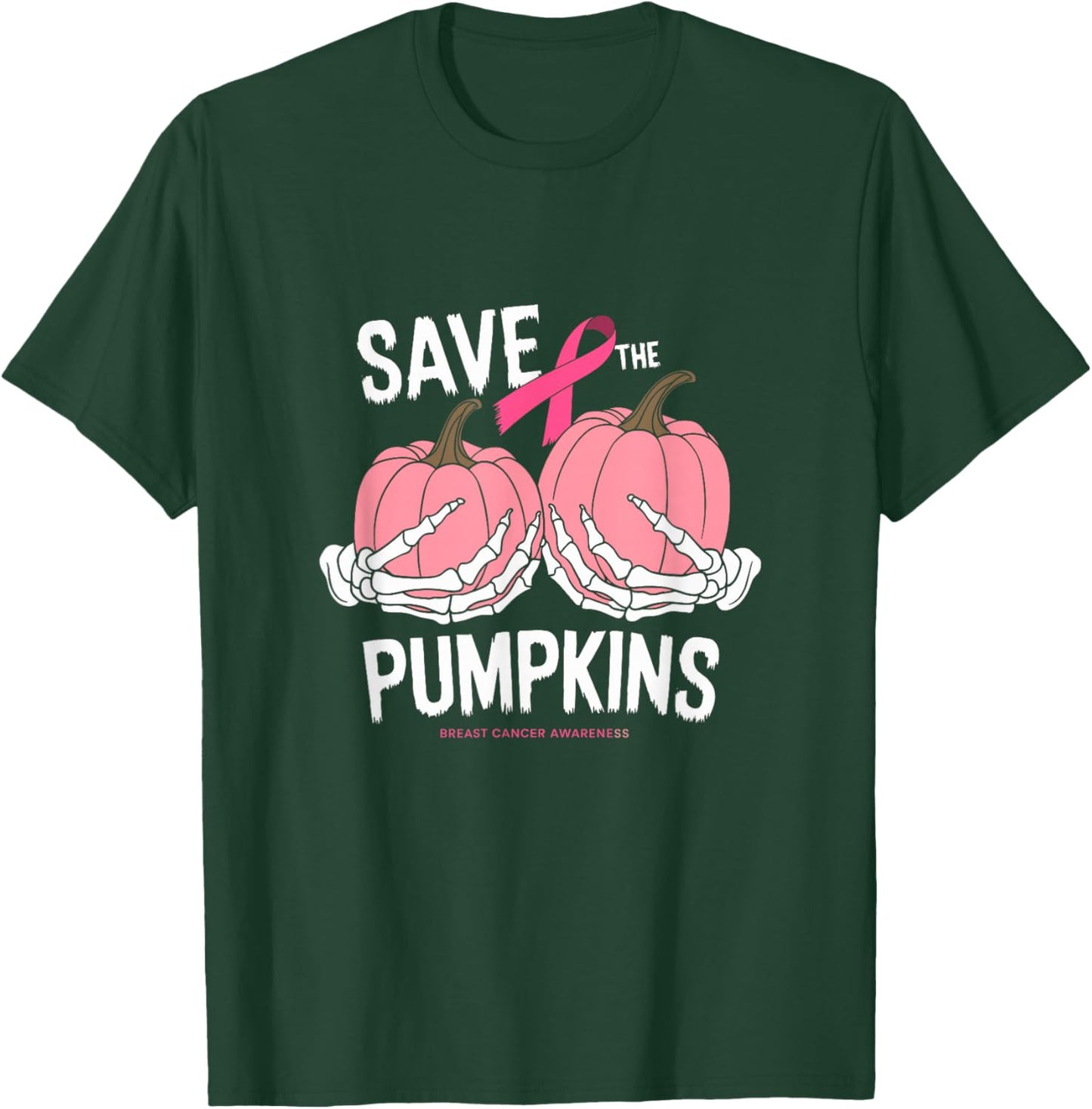 Save The Pumpkins Breast Cancer T-Shirt - T-Shirt | Forest