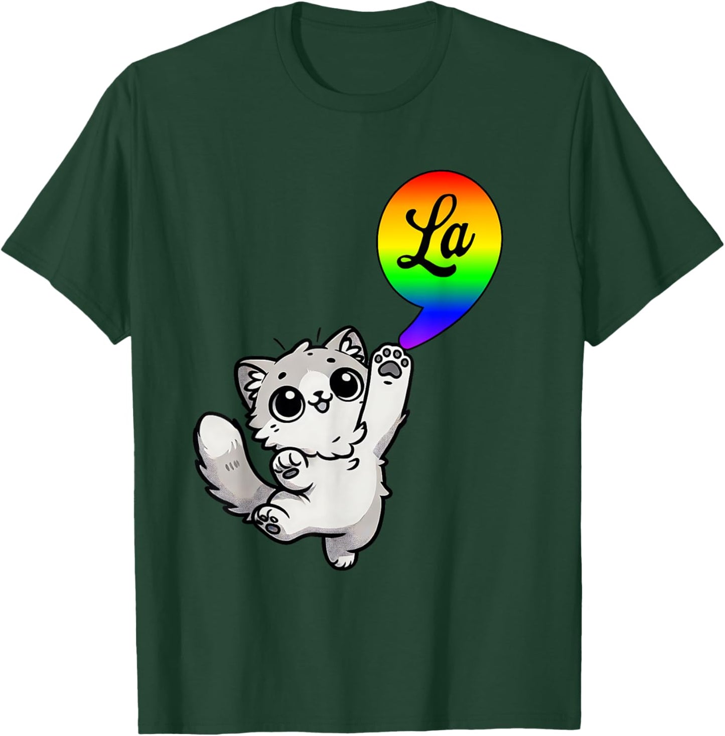 Comma-LA with cute cat Kamala Rainbow design Men Women Kids T-Shirt - T-Shirt | Forest