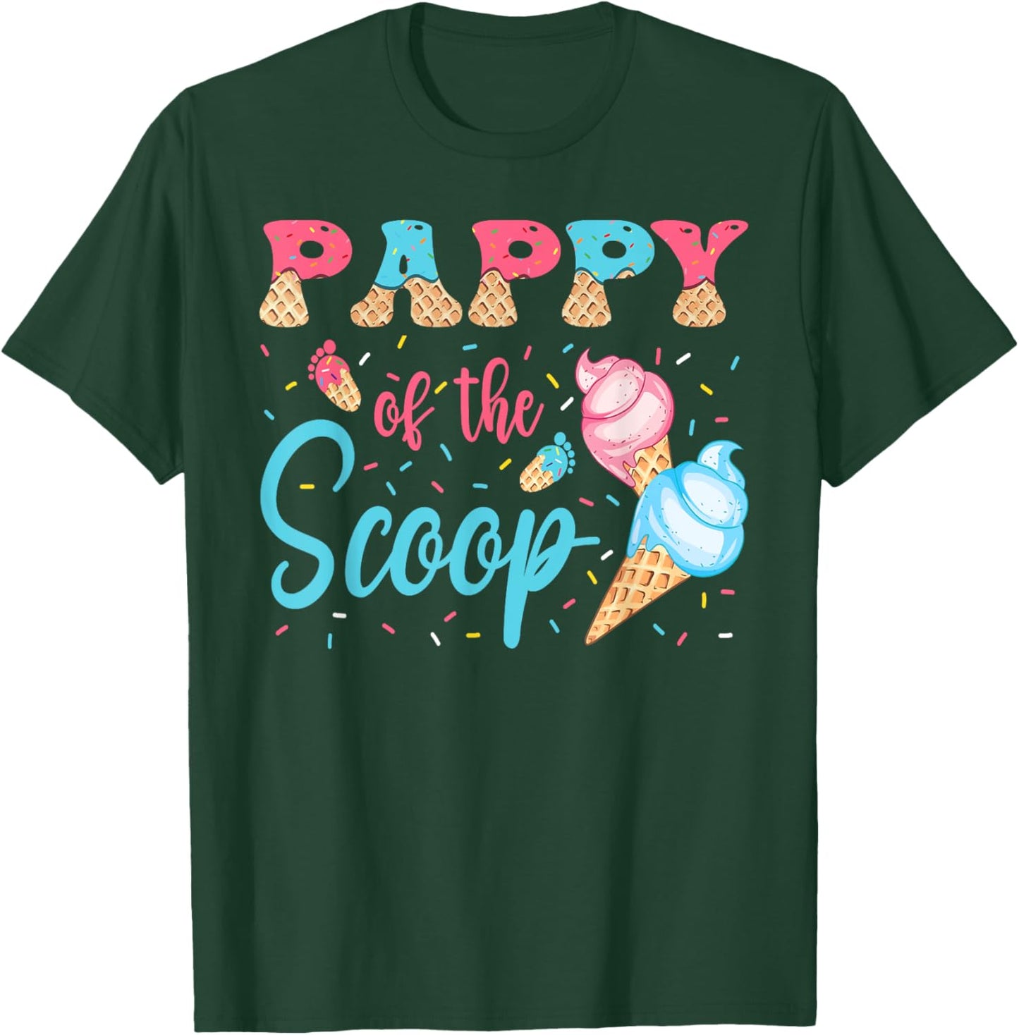 Pappy Of The Scoop Ice Cream Gender Reveal Baby Shower T-Shirt - T-Shirt | Forest