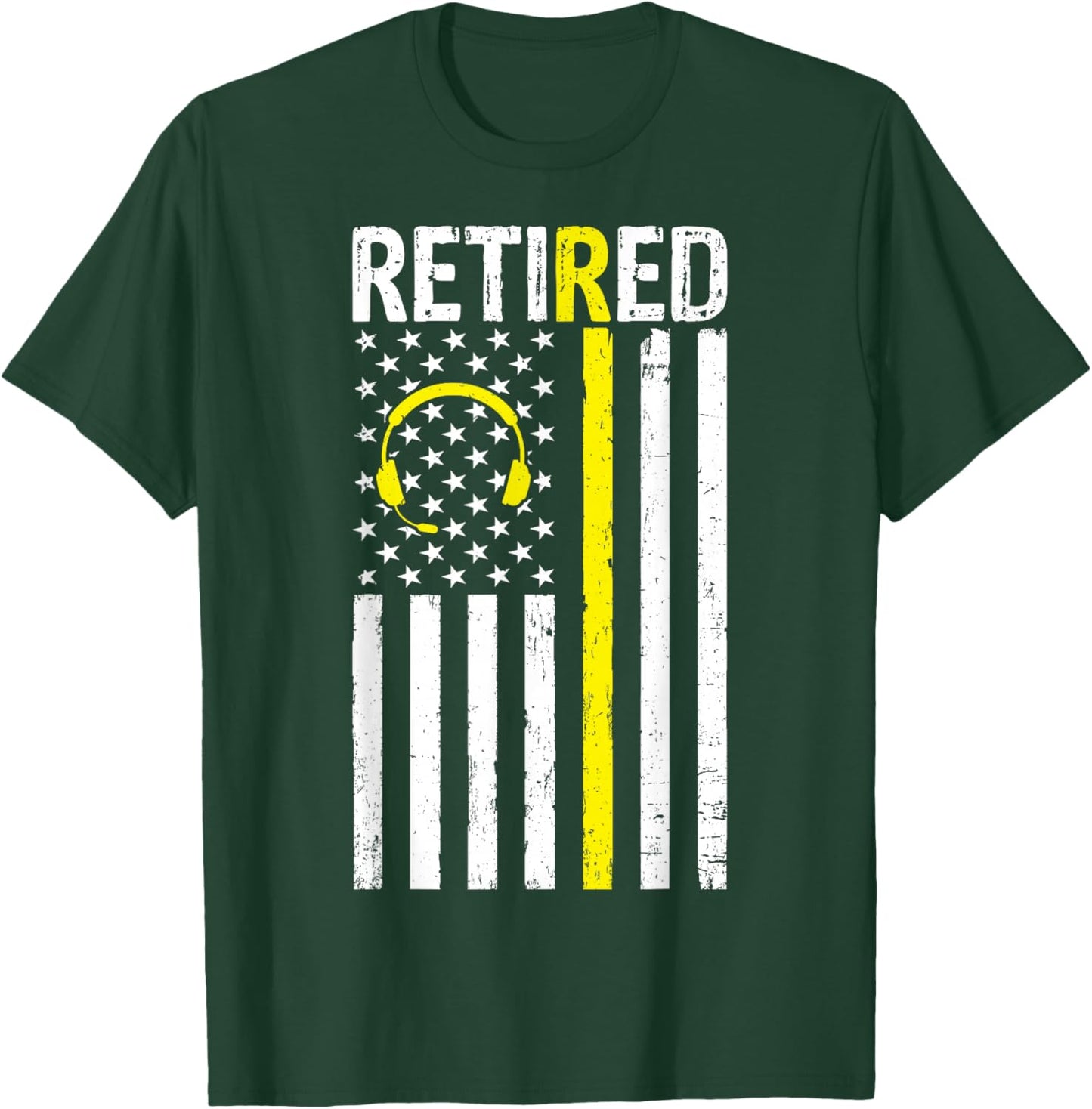 Retired 911 Dispatcher - USA Flag 911 Operator Retirement T-Shirt - T-Shirt | Forest