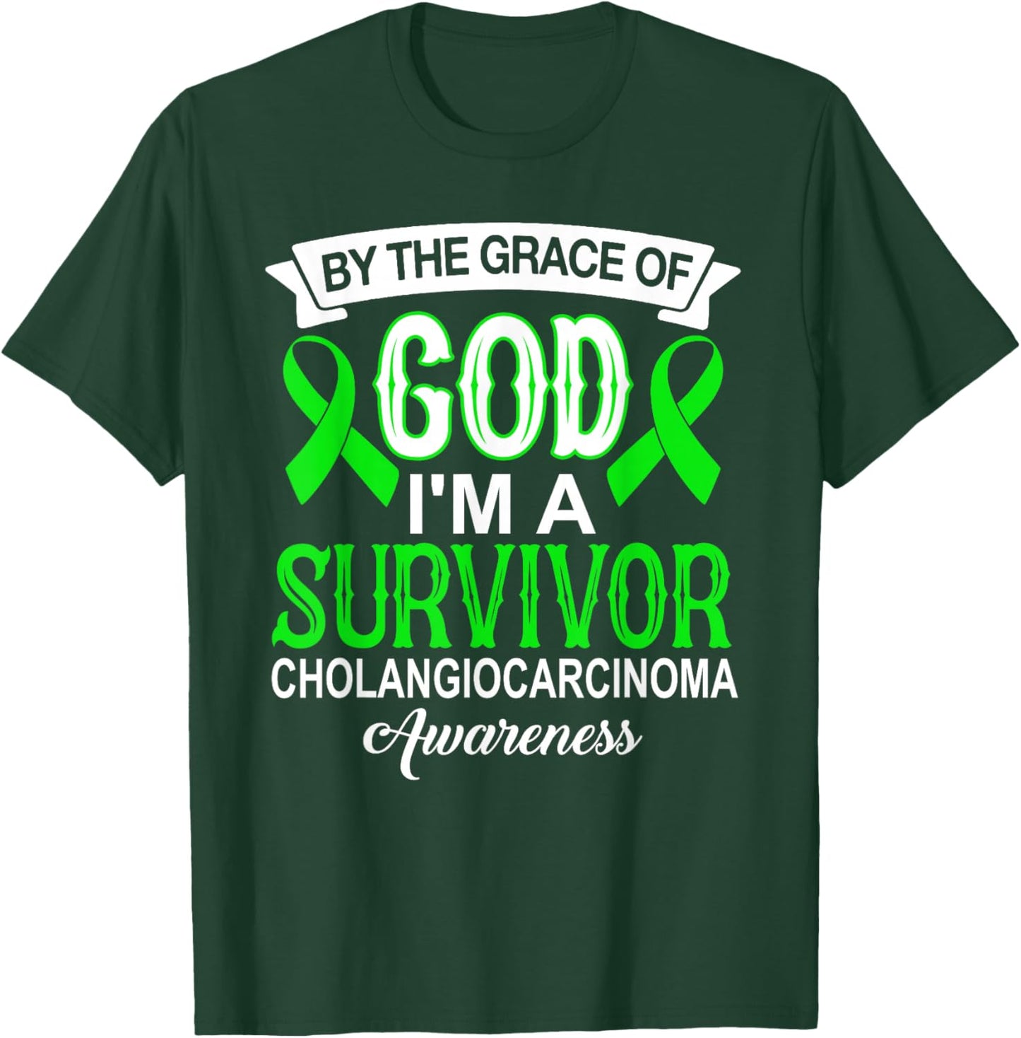 I’m A Survivor Cholangiocarcinoma Awareness Green Ribbon T-Shirt - T-Shirt | Forest