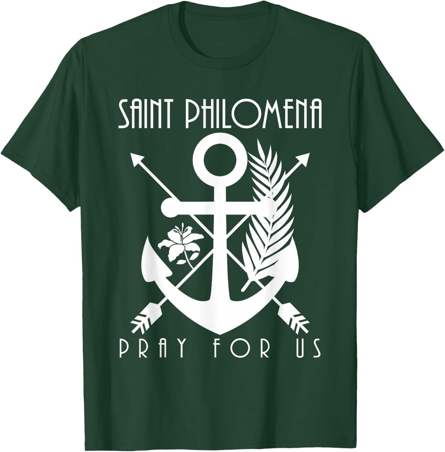 St Philomena Symbols Catholic Girls Saints Youth T-Shirt - T-Shirt | Forest