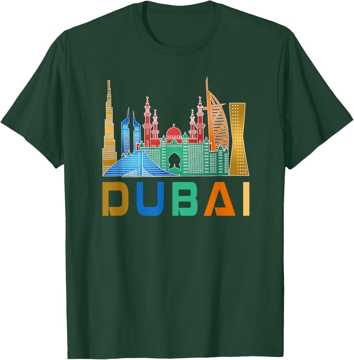 Dubai, United Arab Emirates Souvenir I Love Dubai Skyline T-Shirt - T-Shirt | Forest