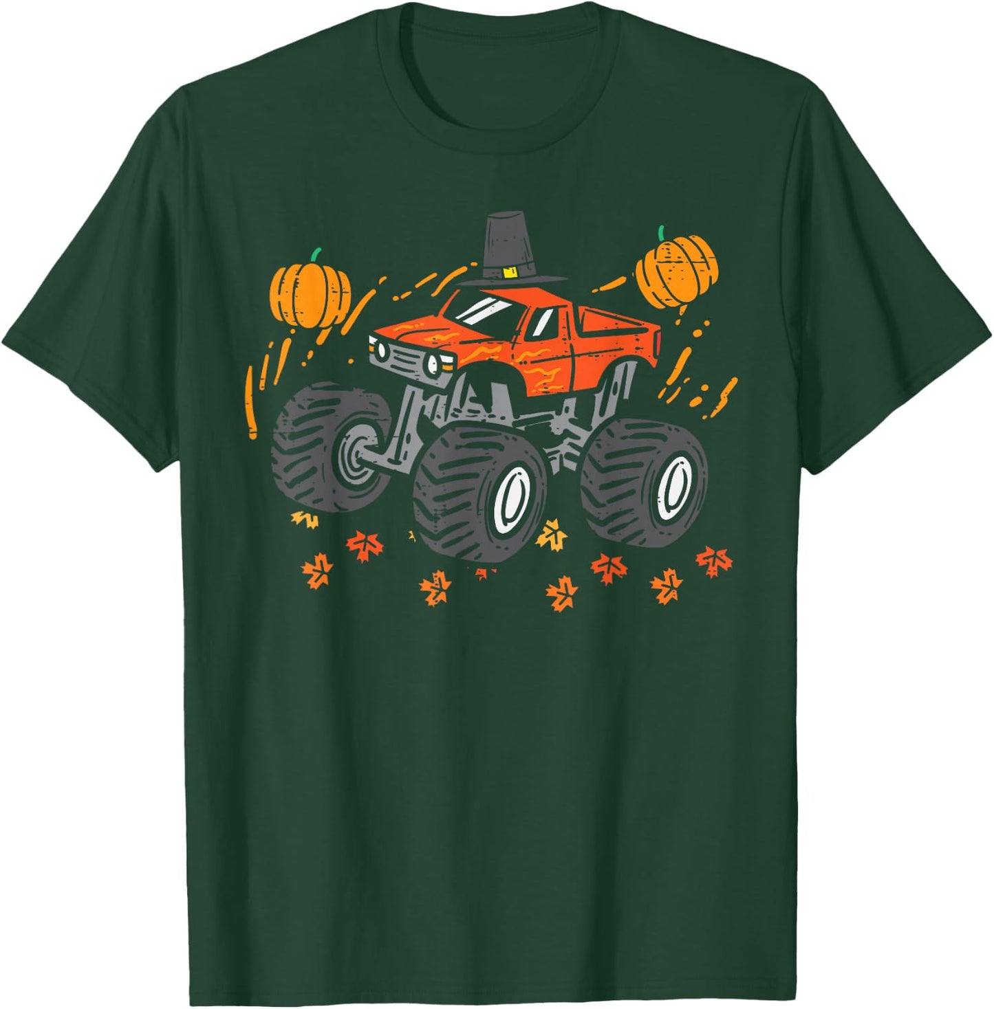 Monster Truck Pumpkins Thanksgiving Fall Toddler Boys Kids T-Shirt - T-Shirt | Forest