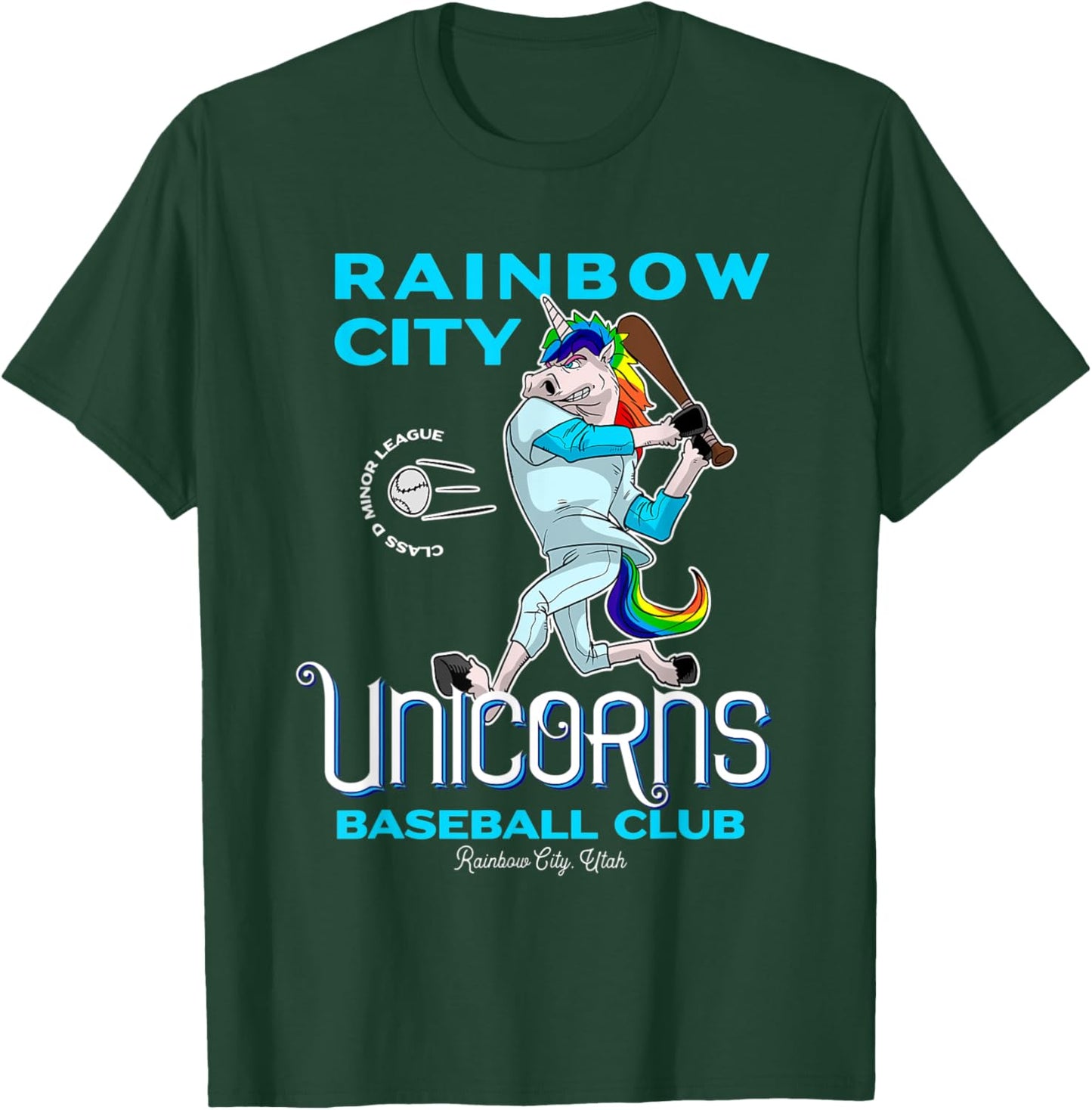 Rainbow City Unicorns Minor League Baseball Team T-Shirt - T-Shirt | Forest