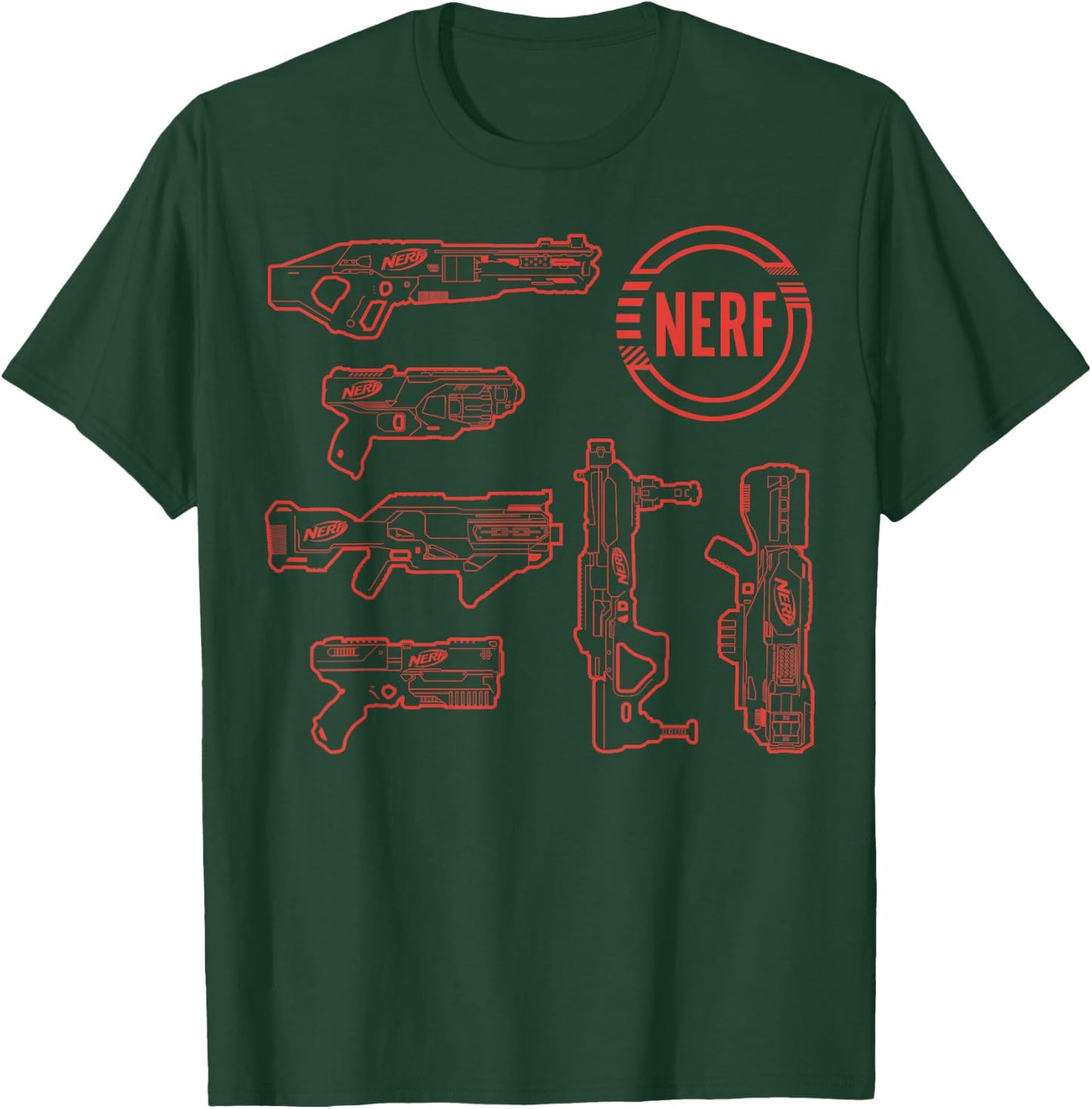 Nerf Blasters Retro Schematic Textbook Outlines T-Shirt - T-Shirt | Forest