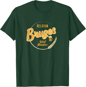 Bruges, Belgium - Belgian Retro Vacation T-Shirt - T-Shirt | Forest