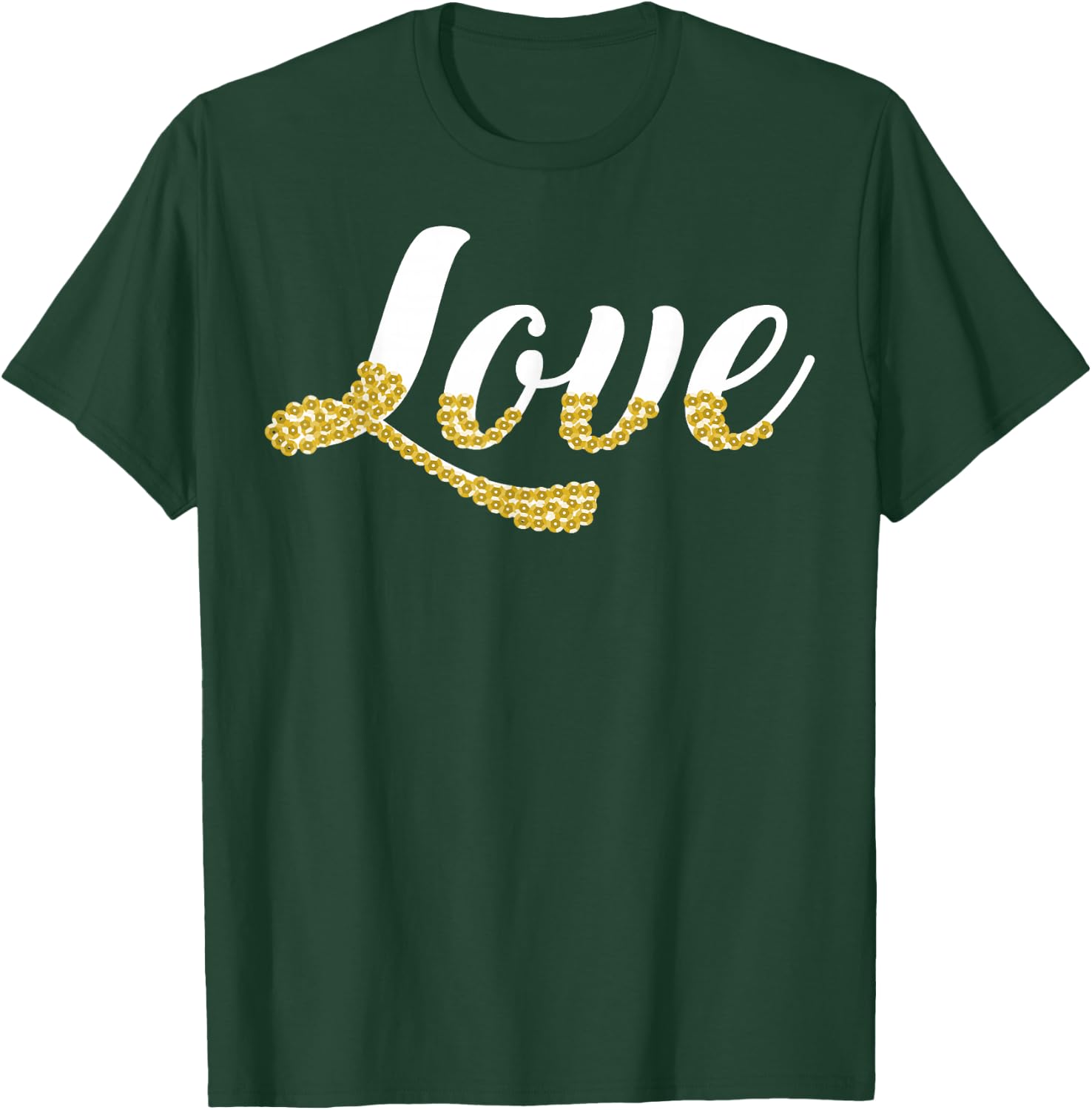 Love With Gold Sequin Design T-Shirt - T-Shirt | Forest