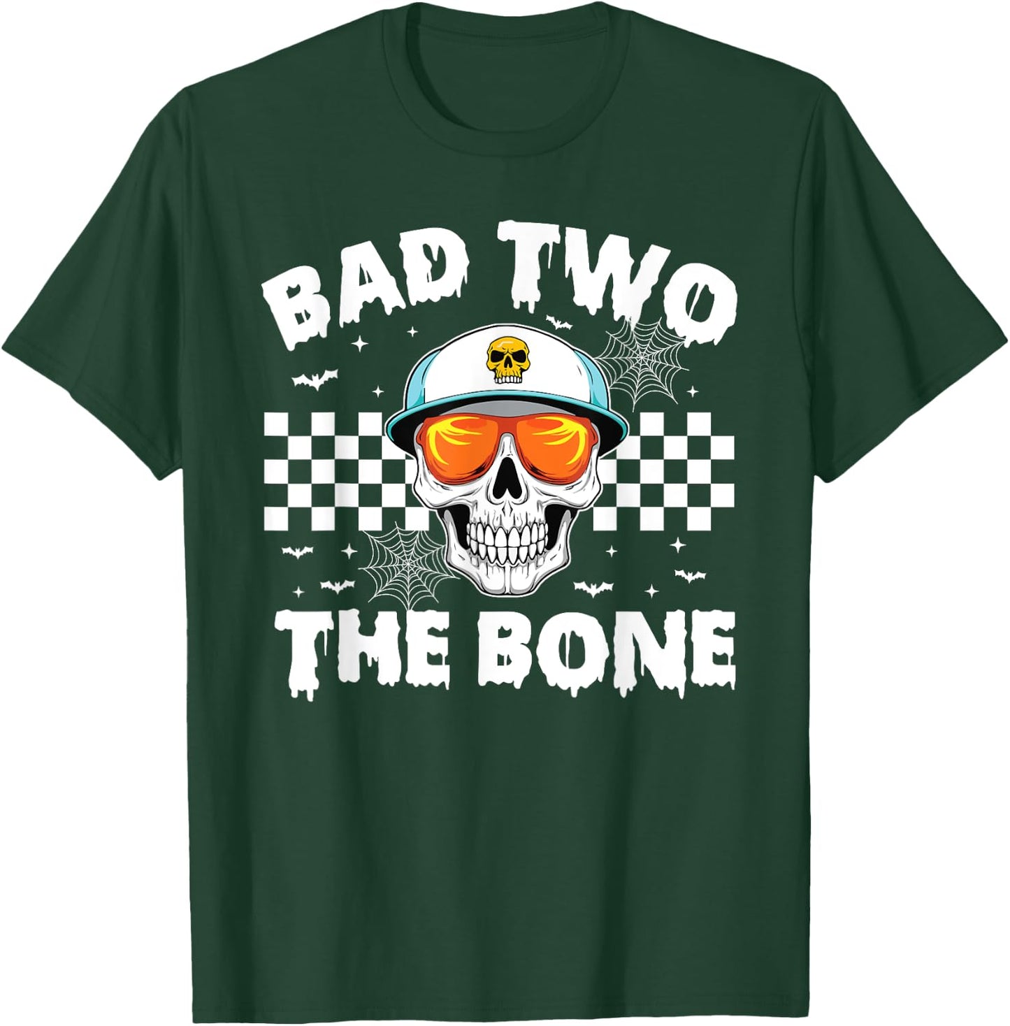 Bad To The Bone Skeleton Halloween TWO Birthday Toddler Kids T-Shirt - T-Shirt | Forest