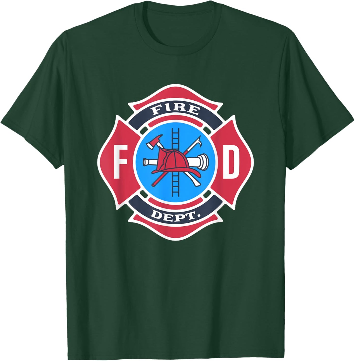 Fire Department Logo Fireman Firefighter Uniform Costume T-Shirt - T-Shirt | Forest