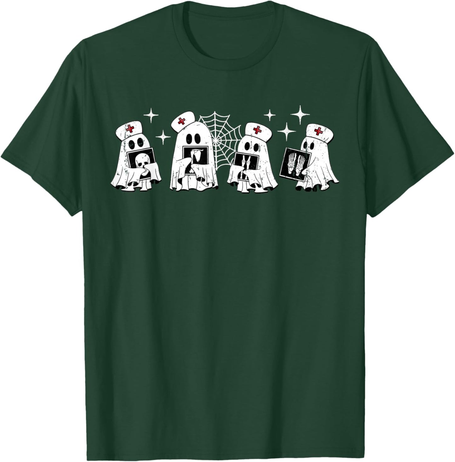 Funny Radiology Ghost Boo Crew Skeleton X-ray Bones RAD Tech T-Shirt - T-Shirt | Forest