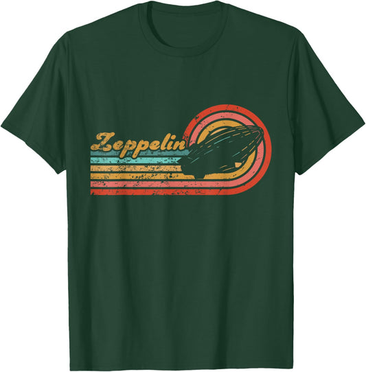 Retro Zeppelin 70s Dirigible Blimp Airship Zepelin Zepplin T-Shirt - T-Shirt | Forest