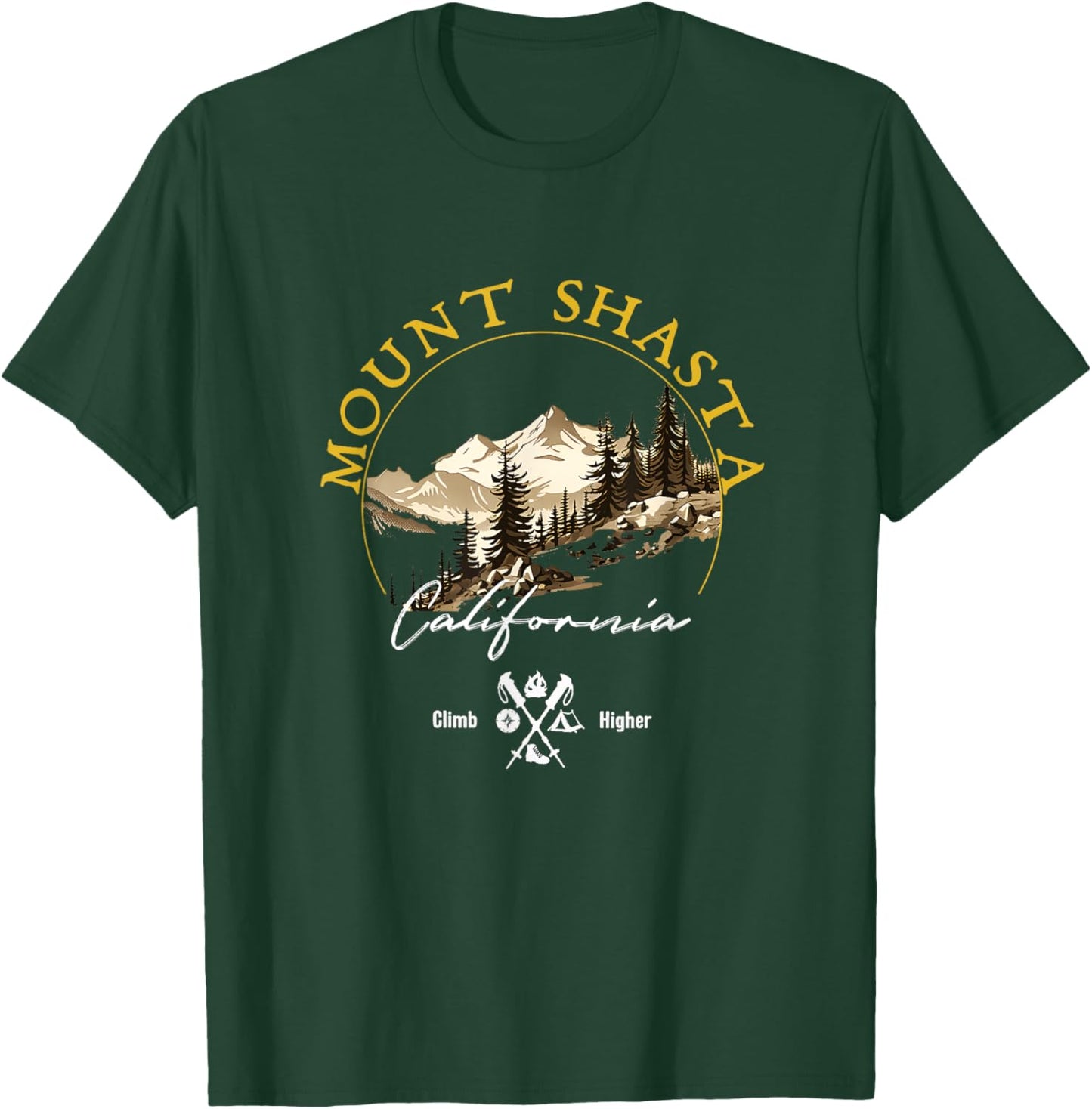 Mount Shasta Retro Vintage Apparel - Mount Shasta Souvenir T-Shirt - T-Shirt | Forest