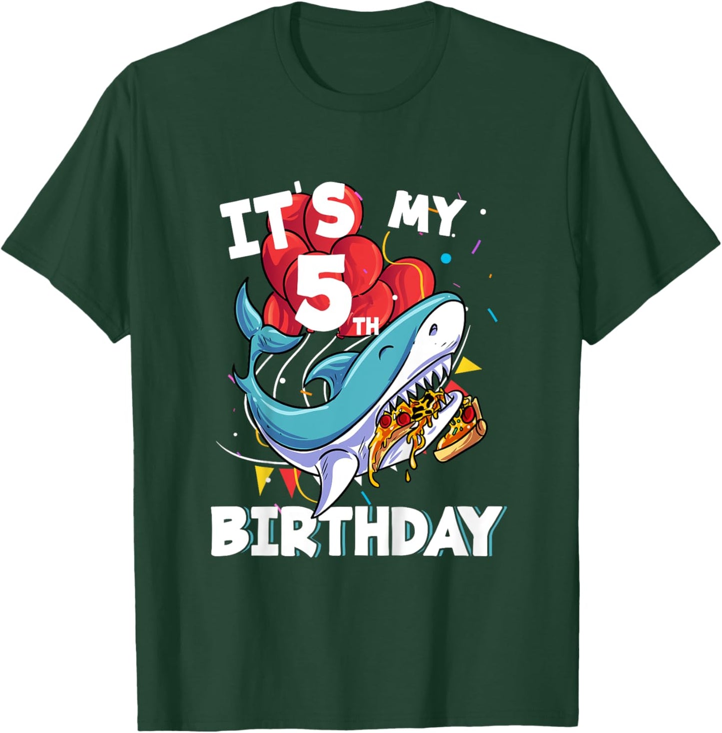 It's my 5th Birthday 5 Year Old Shark Birthday T-Shirt - T-Shirt | Forest