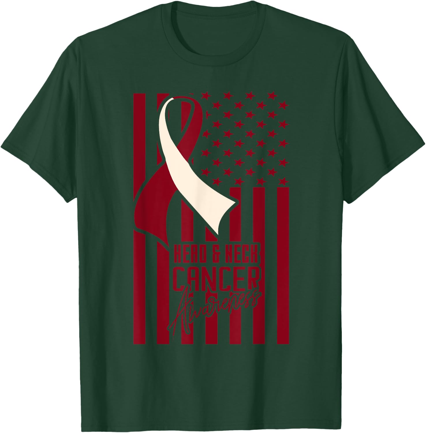 Head & Neck Cancer Awareness American Flag Burgundy Ivory Kids Men T-Shirt - T-Shirt | Forest
