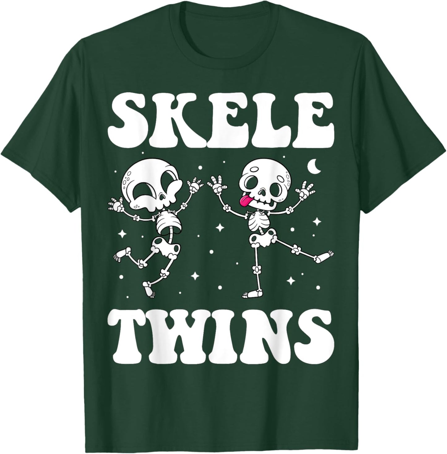Cute Twin Day Halloween Twinning Girls Boys Outfit Funny Dancing Skeletons Twins Halloween Matching Skeletwins T-Shirt - T-Shirt | Forest