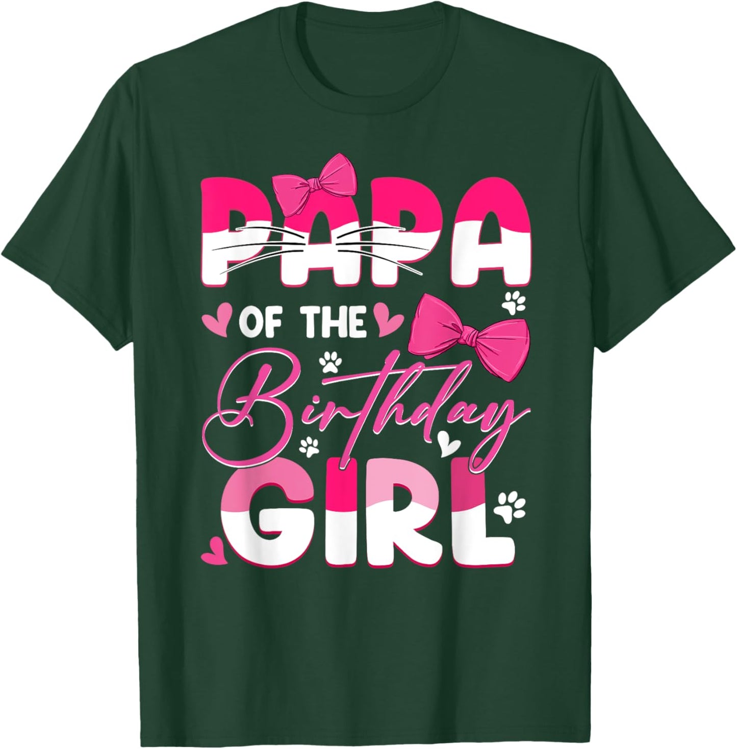 Papa Of The Birthday Girl Cat Kitty Family Matching T-Shirt - T-Shirt | Forest