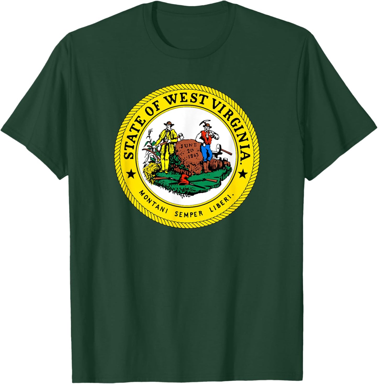 West Virginia State Seal Flag T-Shirt - T-Shirt | Forest