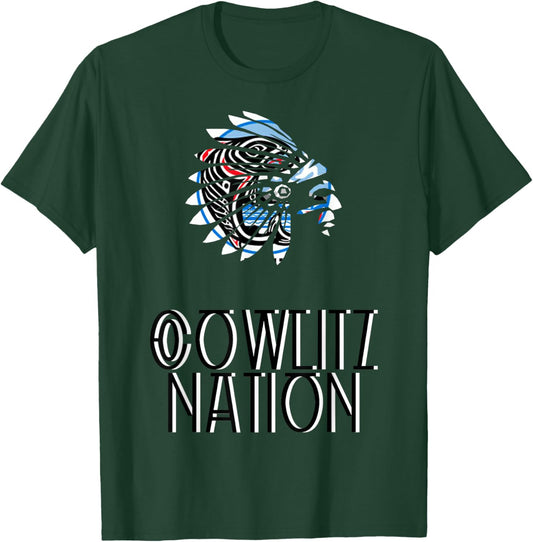 Cowlitz Tribal Nation Flag | Native American | Headdress T-Shirt - T-Shirt | Forest