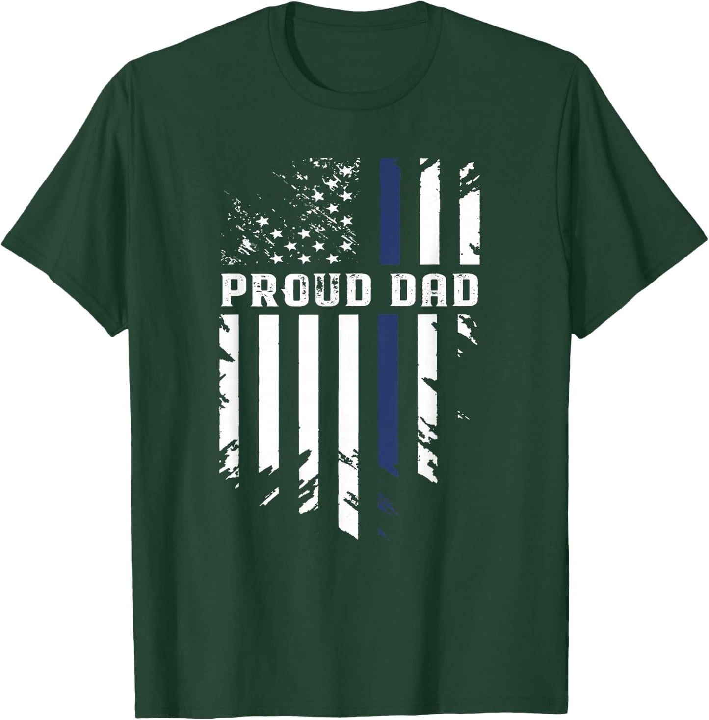 Thin Blue Line Proud Dad Police Family T-Shirt - T-Shirt | Forest