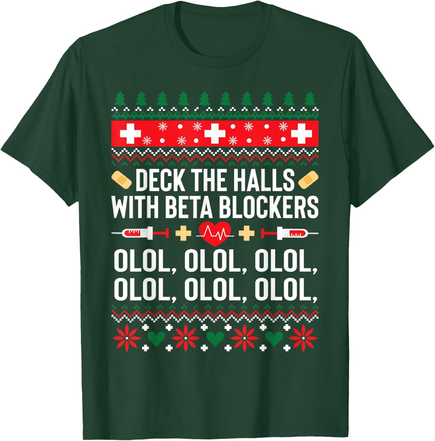 Funny Nurse Christmas Shirt Ugly Xmas Gift Women T-Shirt - T-Shirt | Forest