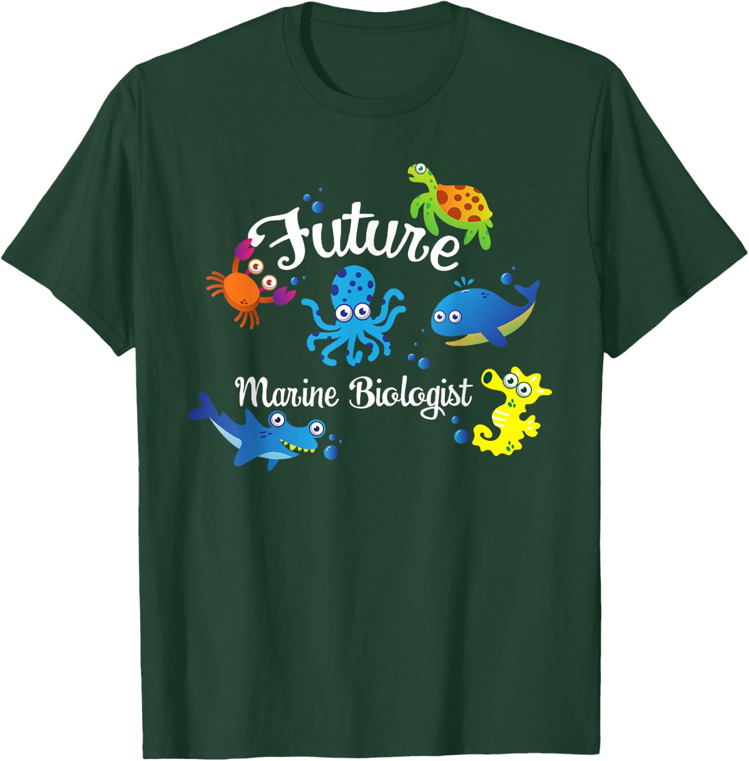 Future Marine Biologist Job Ocean Animal Lover Whale Turtle T-Shirt - T-Shirt | Forest