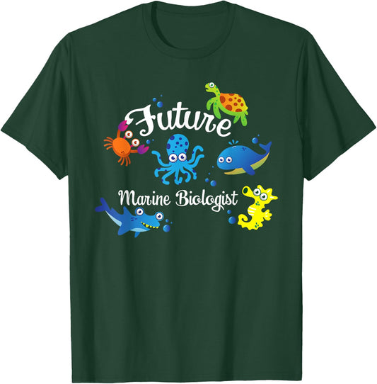 Future Marine Biologist Job Ocean Animal Lover Whale Turtle T-Shirt - T-Shirt | Forest