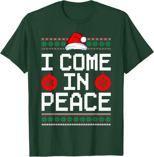 I Come In Peace Matching Couple Ugly Christmas Xmas Sweaters T-Shirt - T-Shirt | Forest