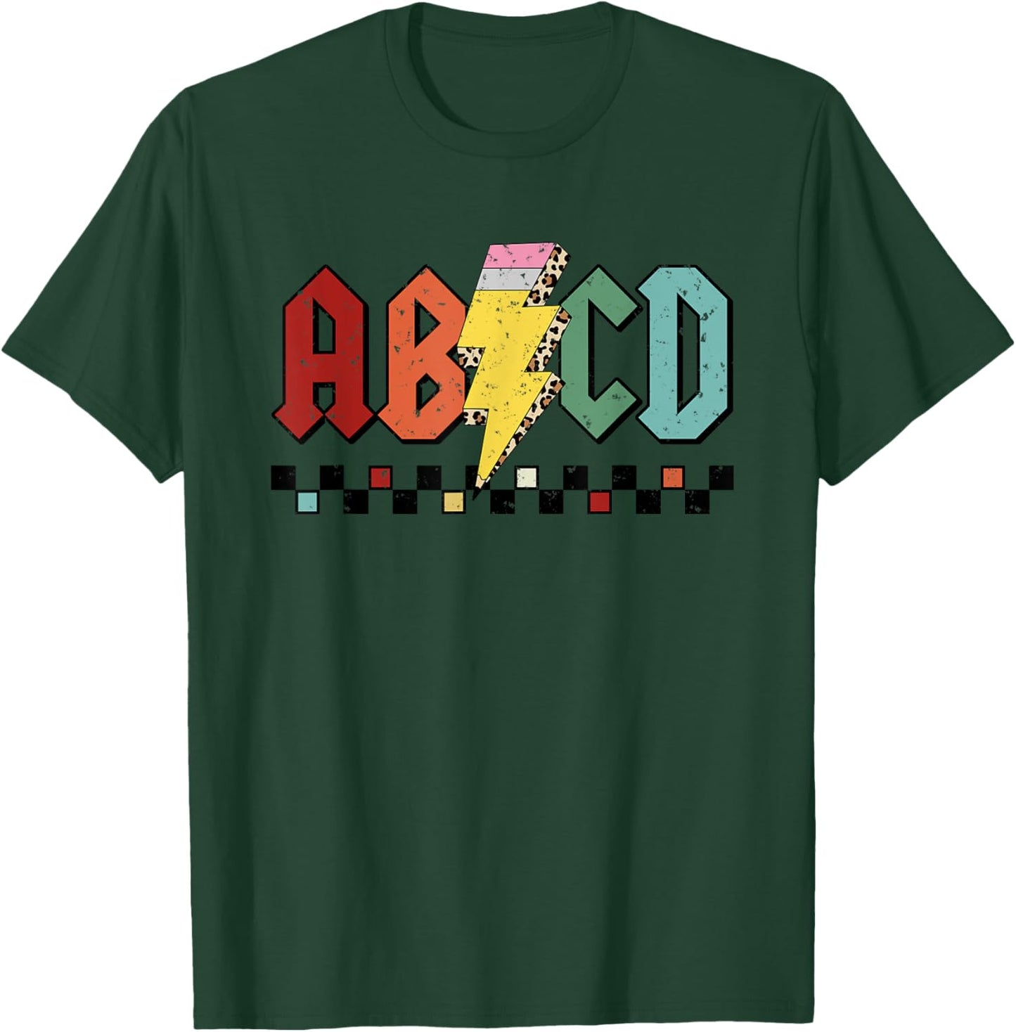 ABCD Pencil Lightning Rock'n Roll Teacher Back To School T-Shirt - T-Shirt | Forest