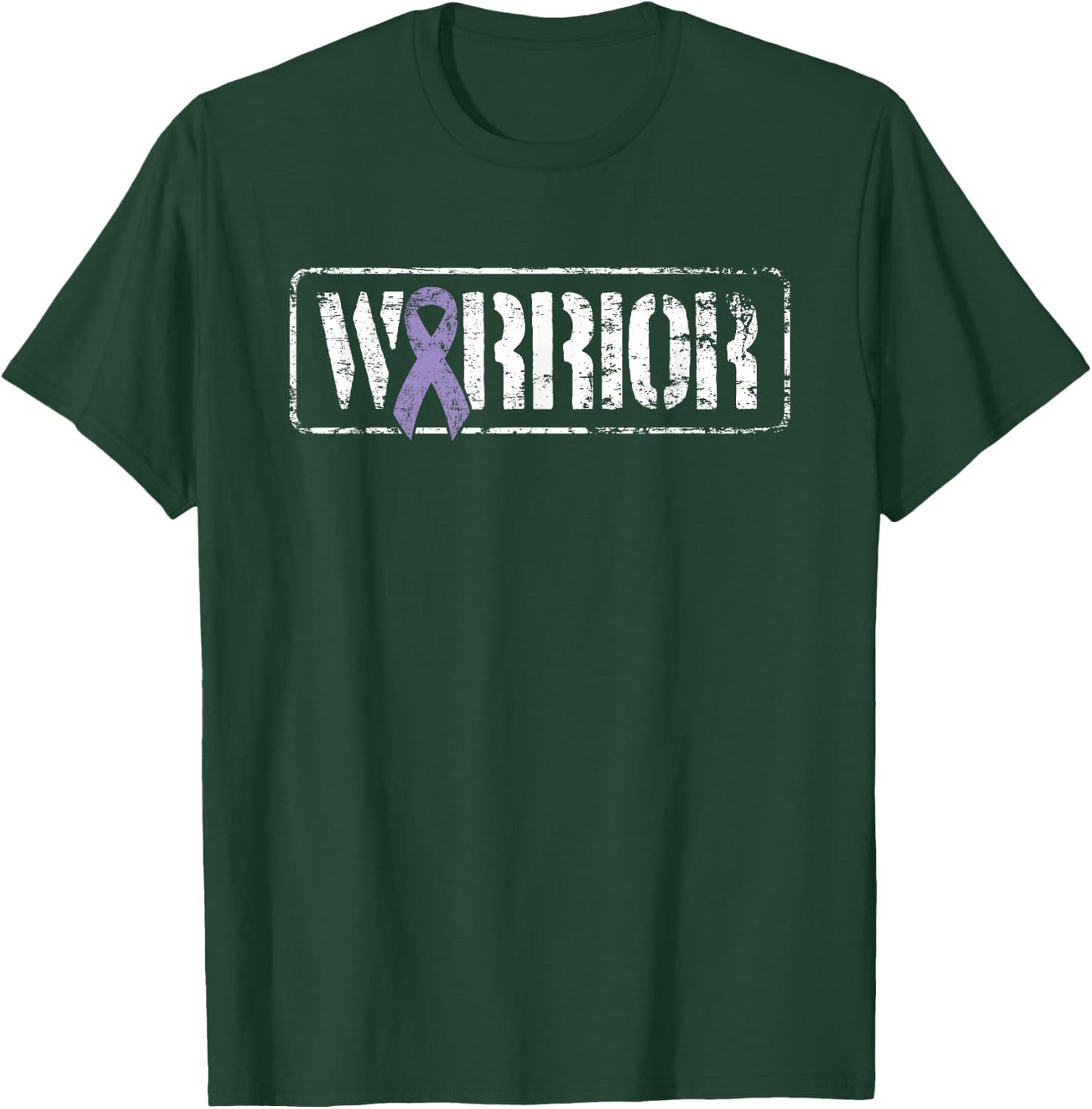 Testicular Cancer Warrior - Purple Military Style Ribbon T-Shirt - T-Shirt | Forest