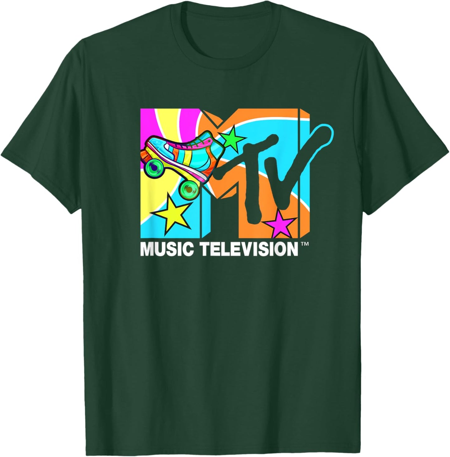 Mademark x MTV - Roller Skates MTV Logo Classic Music Television T-Shirt - T-Shirt | Forest